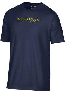 Michigan Wolverines Navy Blue Embroidered Grandpa Short Sleeve T Shirt