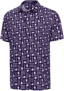 Antigua K-State Wildcats Mens Purple Season Tickets Short Sleeve Polo