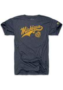 The Mitten State Michigan Wolverines Navy Blue 80s Wolverine Short Sleeve Fashion T Shirt