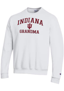 Champion Indiana Hoosiers Mens White Grandma Powerblend Long Sleeve Crew Sweatshirt