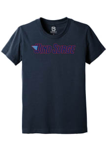 Summit Sportswear Wichita Wind Surge Youth Navy Blue Alt Logo Wordmark Short Sleeve T-Shirt