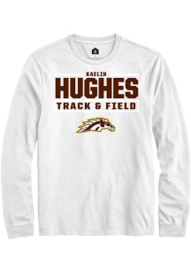 Kaelin Hughes Western Michigan Broncos White NIL Stacked Box Long Sleeve Player T Shirt