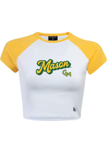 Hype and Vice George Mason University Womens Yellow Homerun Short Sleeve T-Shirt
