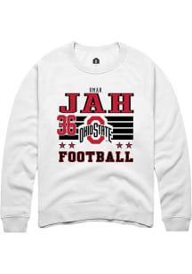 Omar Jah Ohio State Buckeyes Mens White Football NIL Striped Player Crew