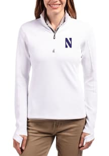 Cutter and Buck Northwestern Wildcats Womens White Traverse Qtr Zip Pullover