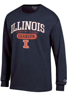 Champion Illinois Fighting Illini Navy Blue Pill Box Grandpa Jersey Long Sleeve T Shirt
