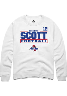 Dedaunte Scott Tulsa Golden Hurricane Mens White Football NIL Stacked Box Player Crew