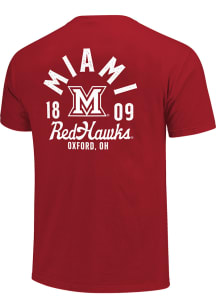 Miami RedHawks Red Mascot Overlay Short Sleeve T Shirt