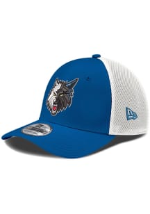New Era Minnesota Timberwolves Mens Blue Hardwood Classic Neo Mesh 39THIRTY Flex Hat