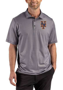 Cutter and Buck New York Mets Mens Black Team Lattice Short Sleeve Polo
