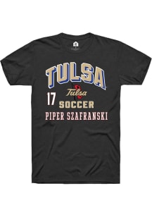 Piper Szafranski  Tulsa Golden Hurricane Black Rally NIL Arch Logo Short Sleeve T Shirt