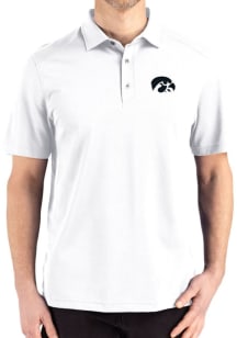 Cutter and Buck Iowa Hawkeyes White Advantage Refresh Pique Big and Tall Polo