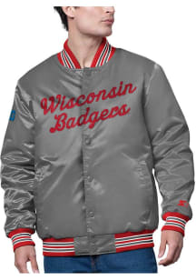Starter Wisconsin Badgers Mens Grey Big Ten Mascot Name Light Weight Jacket