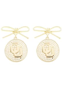 Oklahoma Sooners Logo Pearl Bow Womens Earrings