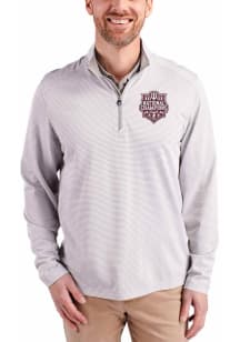 Cutter and Buck Indiana Hoosiers Mens Grey 2025 CFP National Champions Virtue Eco Pique Micro Stri..