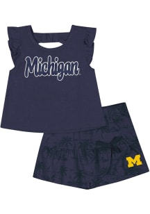 Colosseum Michigan Wolverines Toddler Girls Navy Blue Joy Short Sleeve T-Shirt