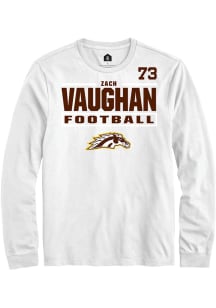Zach Vaughan Western Michigan Broncos White Football NIL Stacked Box Long Sleeve Player T Shirt