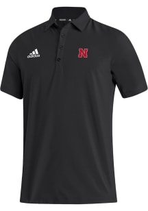 Adidas Nebraska Cornhuskers Mens Black Heat Seal Stadium Coaches Short Sleeve Polo