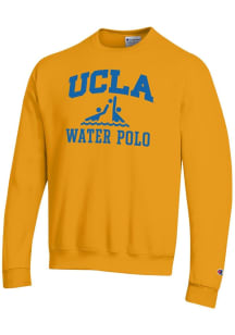 Champion UCLA Bruins Mens Gold Water Polo Icon Powerblend Long Sleeve Crew Sweatshirt