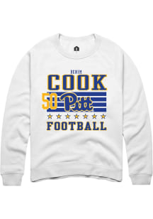 Denim Cook Pitt Panthers Mens White Football NIL Striped Player Crew