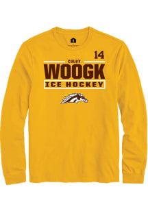 Colby Woogk Western Michigan Broncos Gold NIL Stacked Box Long Sleeve Player T Shirt