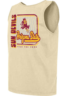 Arizona State Sun Devils Mens Ivory Striped Sign Script Short Sleeve Tank Top