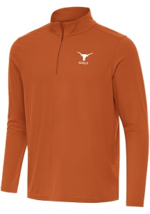 Antigua Texas Longhorns Mens Burnt Orange Intent Golf Long Sleeve Qtr Zip Pullover