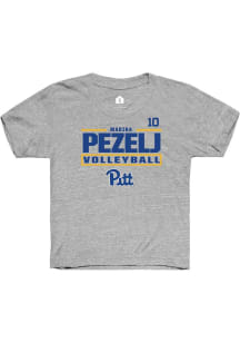 Marina Pezelj Pitt Panthers Youth Grey NIL Stacked Box Player Tee