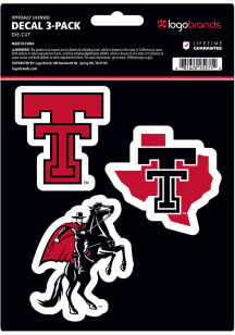 Texas Tech Red Raiders 5x7.5 3-Pack Die-Cut Auto Decal - Red