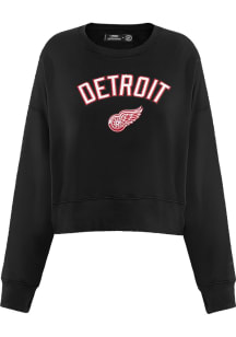 Pro Standard Detroit Red Wings Womens Black Classic Chenille Crew Sweatshirt