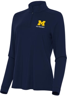 Antigua Michigan Wolverines Womens Navy Blue Ice Hockey Intent Qtr Zip
