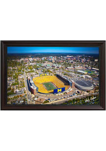 Michigan Wolverines 2025 Maize Out Game Aerial View Ann Arbor Picture Frame - Brown