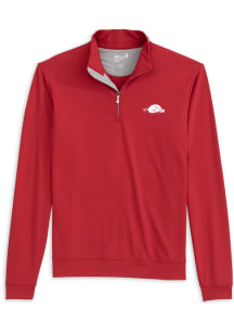 Johnnie O Arkansas Razorbacks Mens Crimson Motion Vault Long Sleeve Qtr Zip Pullover