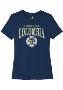 Summit Sportswear Columbia Fireflies Womens Navy Blue Homerun Short Sleeve T-Shirt