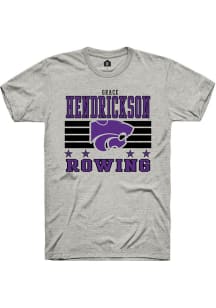Grace Hendrickson K-State Wildcats Ash NIL Striped Short Sleeve Player T Shirt