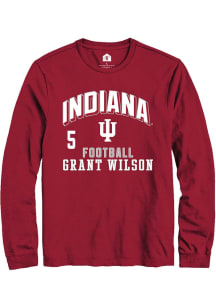 Grant Wilson Indiana Hoosiers Crimson Football NIL Arch Logo Long Sleeve Player T Shirt