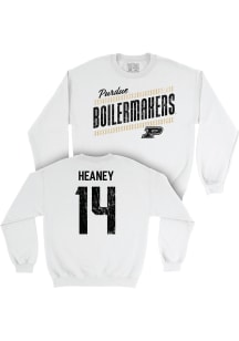 Grace Heaney  Campus Ink Purdue Boilermakers Youth White NIL Slant Long Sleeve Crew Sweatshirt