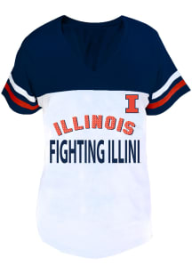 Illinois Fighting Illini Womens Navy Blue Split Body Short Sleeve T-Shirt