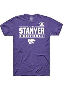 Brad Stanyer K-State Wildcats Purple Football NIL Stacked Box Short Sleeve Player T Shirt