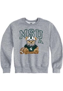 Summit Sportswear Michigan State Spartans Youth Grey Bear Necessities Long Sleeve Crew Sweatshirt