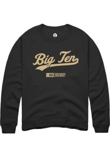Rally Big Ten Mens Black Script Long Sleeve Crew Sweatshirt