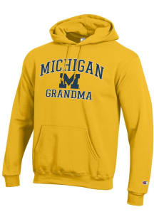 Champion Michigan Wolverines Mens Yellow Grandma Powerblend Long Sleeve Hoodie