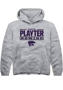 Kiersten Playter Rally K-State Wildcats Youth NIL Stacked Box Long Sleeve Player Hoodie Grey