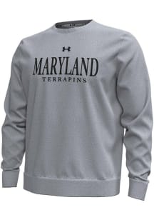 Under Armour Maryland Terrapins Mens Grey Unstoppable Fleece Crew Long Sleeve Crew Sweatshirt