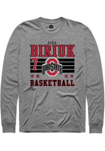 Daria Biriuk Ohio State Buckeyes Grey NIL Striped Long Sleeve Player T Shirt