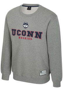 Colosseum UConn Huskies Mens Grey Yes Chef Long Sleeve Crew Sweatshirt