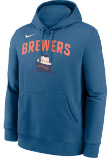Nike Milwaukee Brewers Mens Blue Fanwear City Connect Club Long Sleeve Hoodie