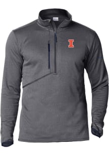 Columbia Illinois Fighting Illini Mens Navy Blue Heat Seal Park View Fleece Long Sleeve Qtr Zip Pu..