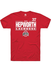 Zach Hepworth Ohio State Buckeyes Red NIL Stacked Box Short Sleeve Player T Shirt