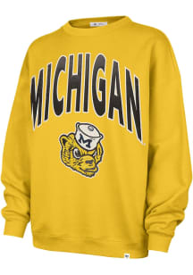 47 Michigan Wolverines Womens Gold Extra Innings Crew Sweatshirt